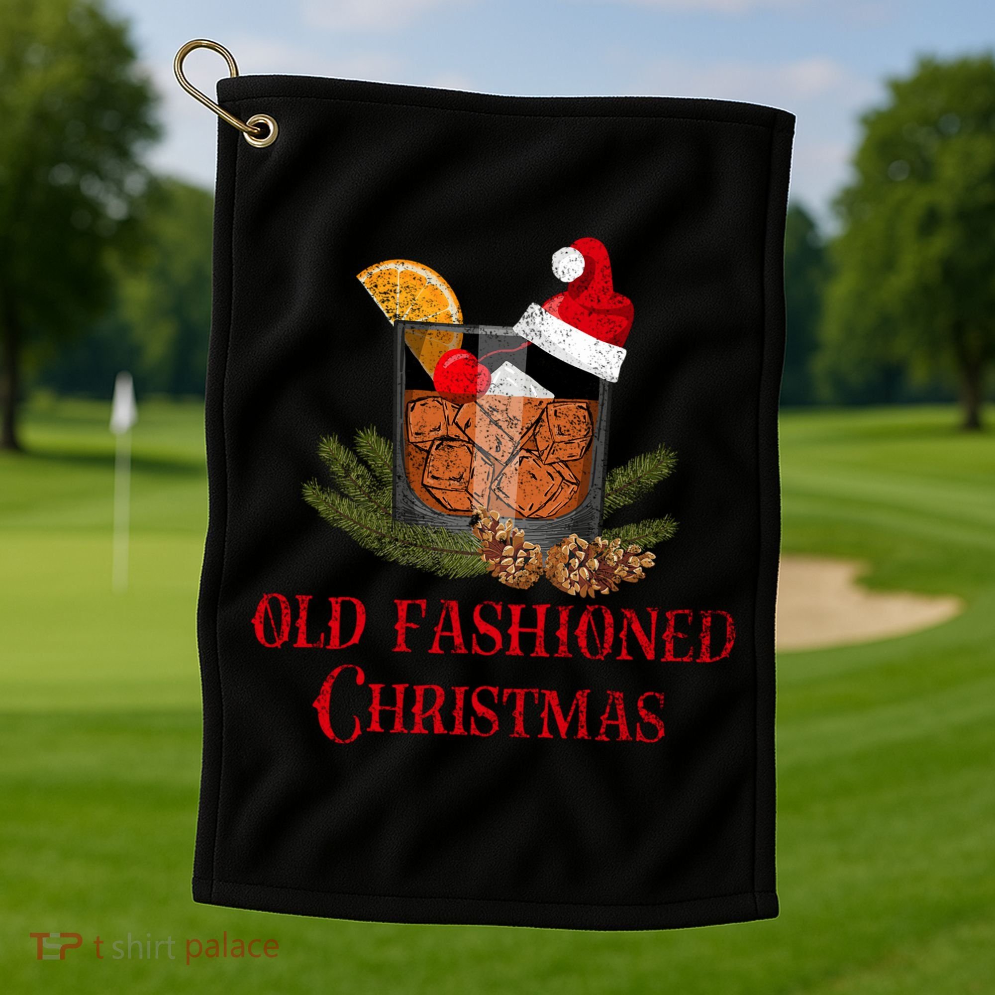 Whiskey Old Fashioned Christmas Funny Bourbon Cocktail Meaningful Gift Golf Towel