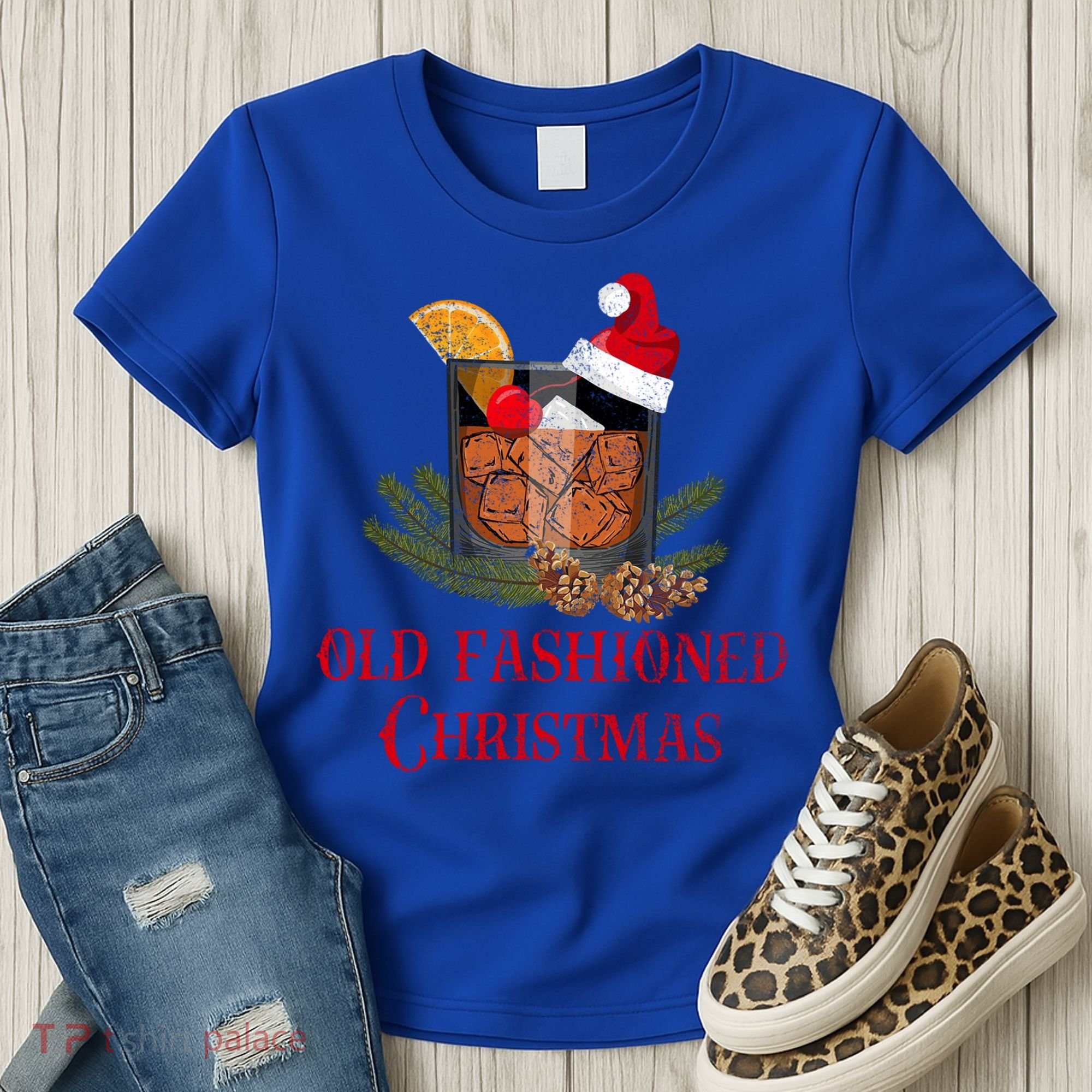 Whiskey Old Fashioned Christmas Funny Bourbon Cocktail Meaningful Gift Women's T-Shirt