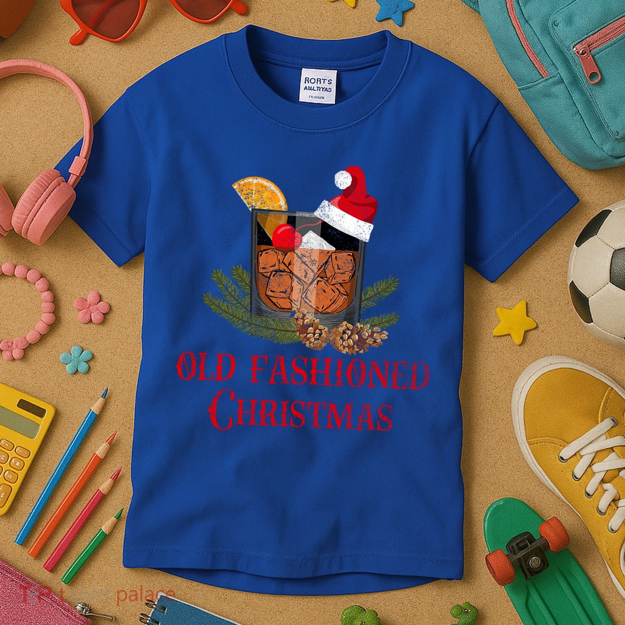 Whiskey Old Fashioned Christmas Funny Bourbon Cocktail Meaningful Gift Kids T-Shirt