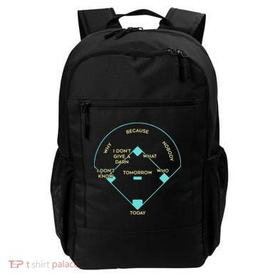 Who's on First Funny Baseball Positions Names Backpack