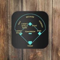 Who's on First Funny Baseball Positions Names Coaster thumb 0