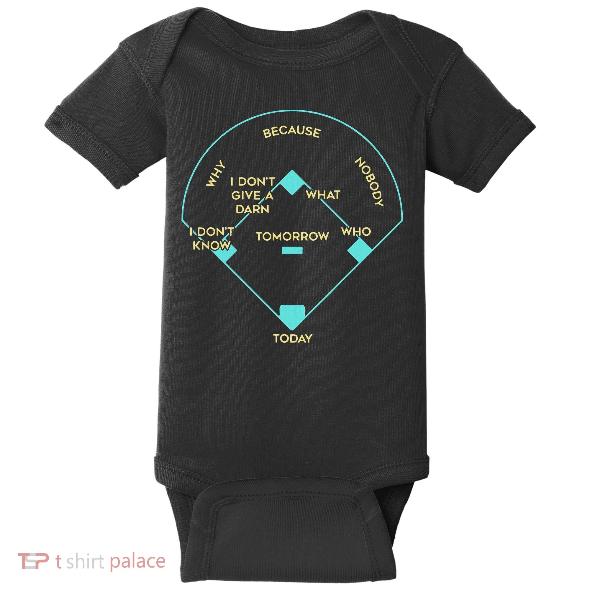 Who's on First Funny Baseball Positions Names Baby Bodysuit
