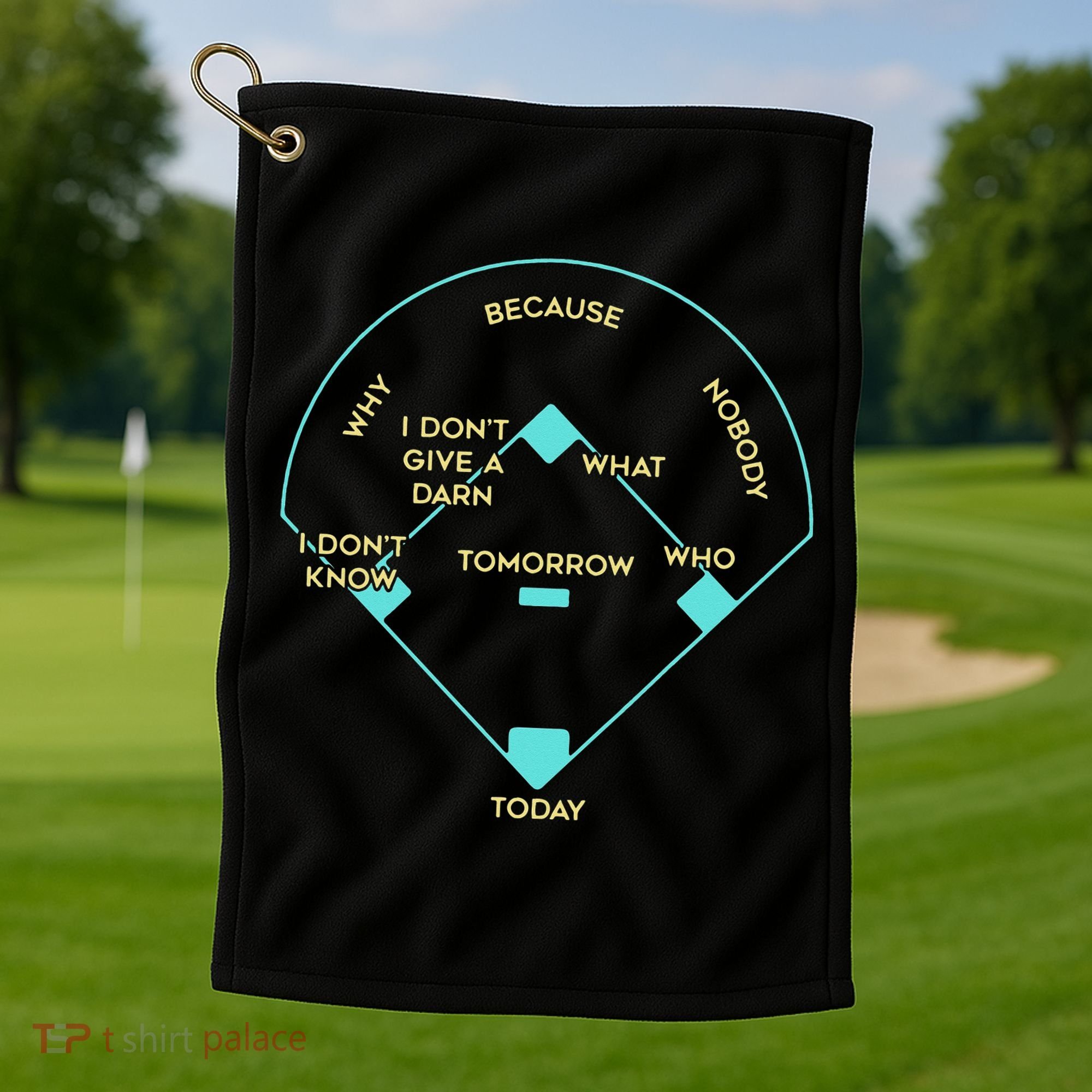 Who's on First Funny Baseball Positions Names Golf Towel