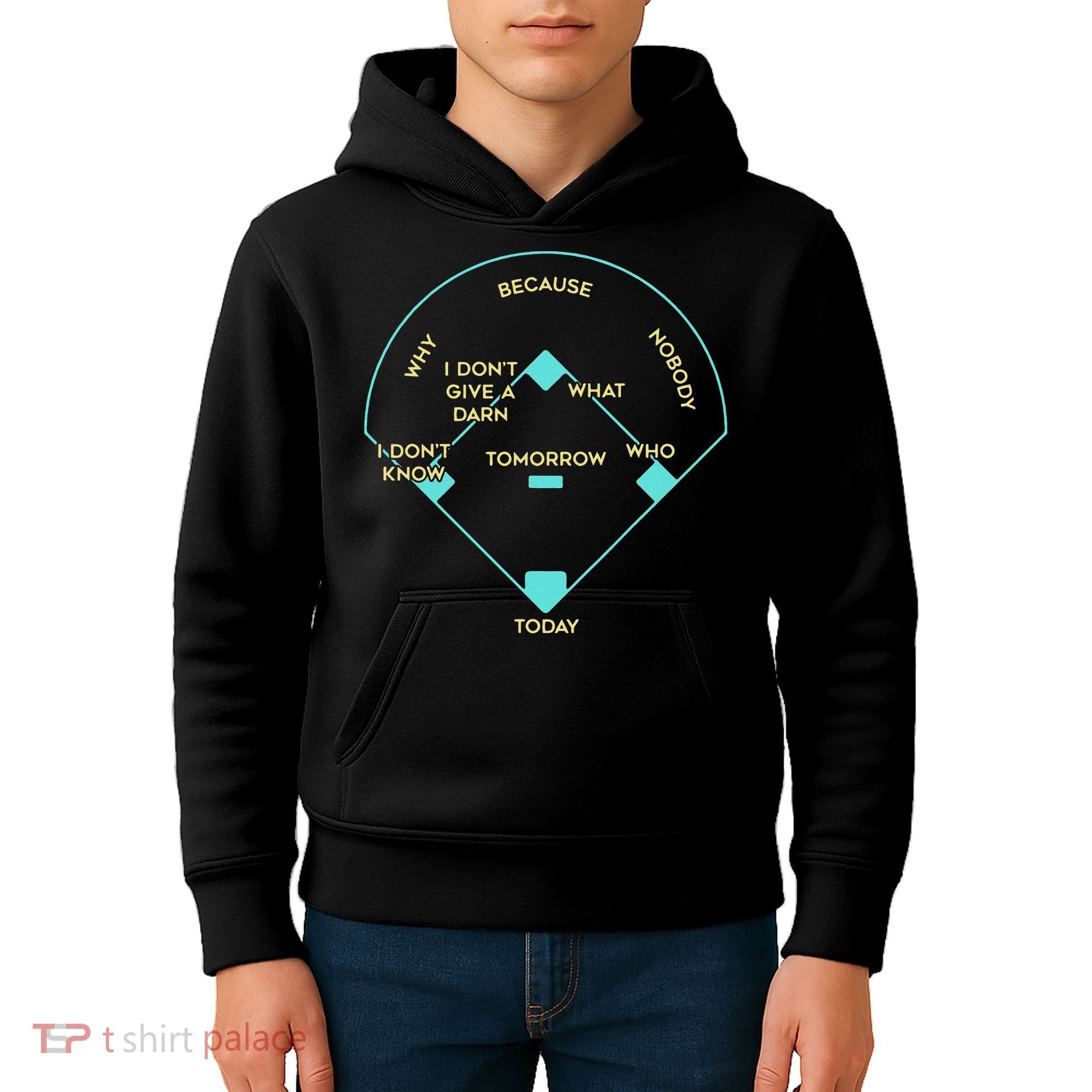 Who's on First Funny Baseball Positions Names Kids Hoodie