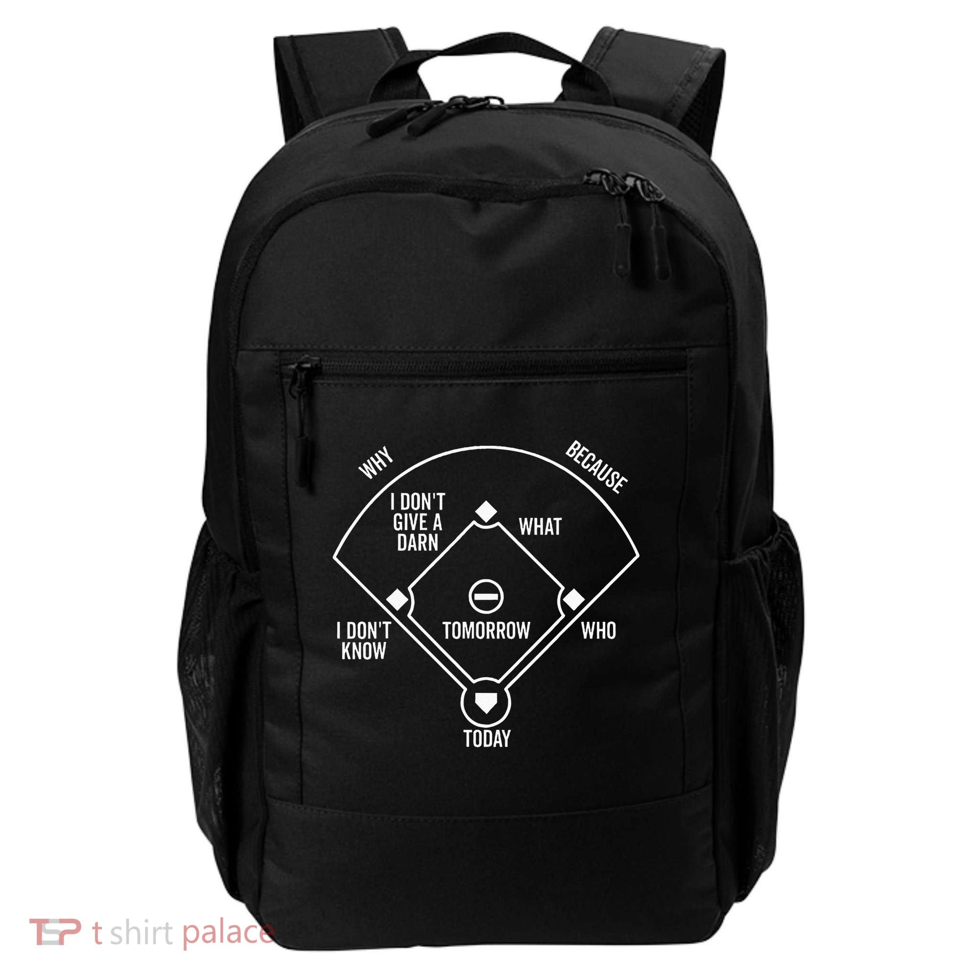 Whos On First Funny Baseball Positions Names Dark Backpack