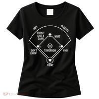 Whos On First Funny Baseball Positions Names Dark Women's T-Shirt thumb 0