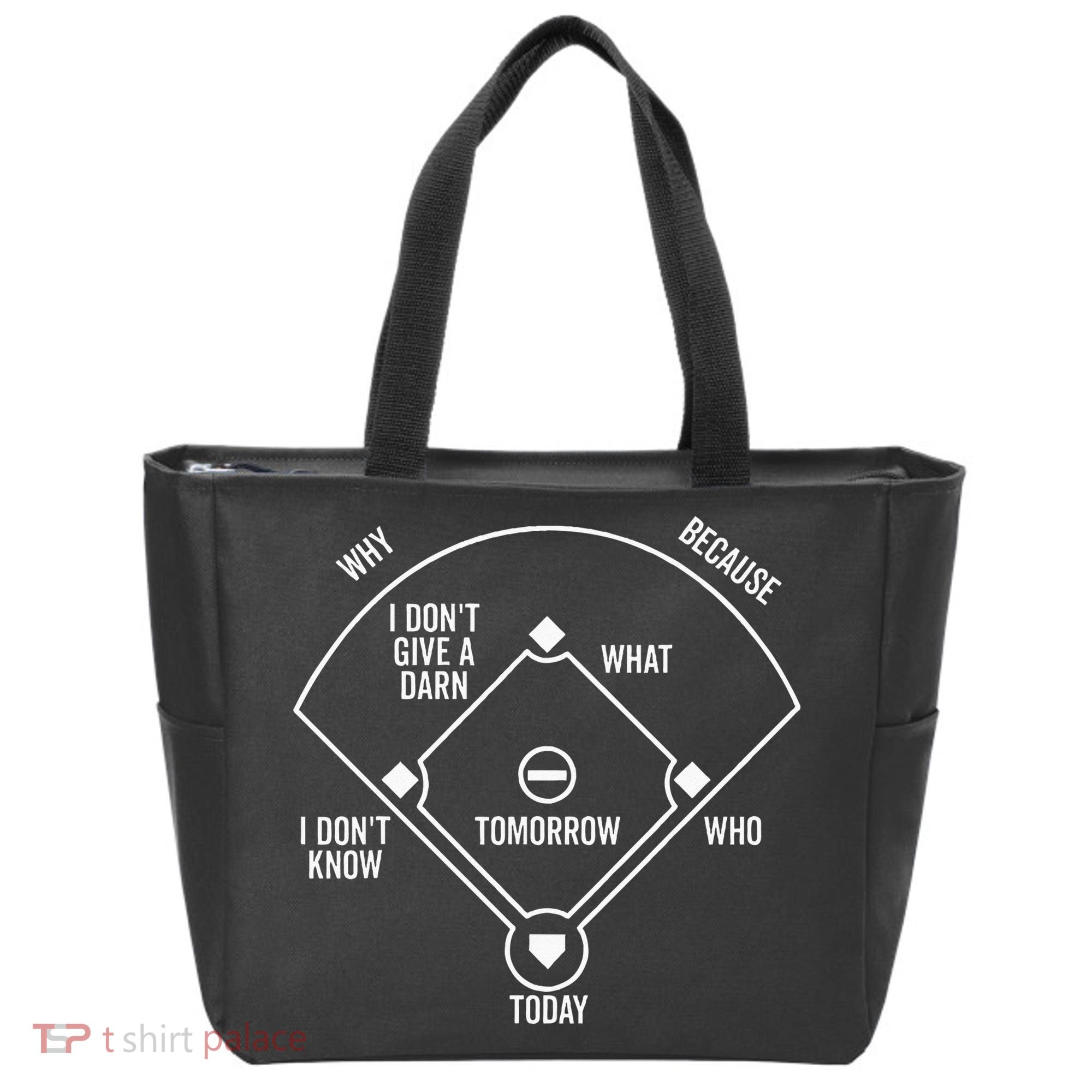 Whos On First Funny Baseball Positions Names Dark Tote Bag