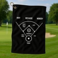 Who's on First Funny Baseball Positions Names Dark Golf Towel thumb 1
