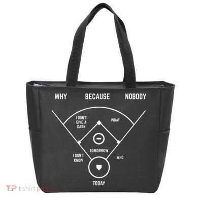 Who's on First Funny Baseball Positions Names Dark Tote Bag