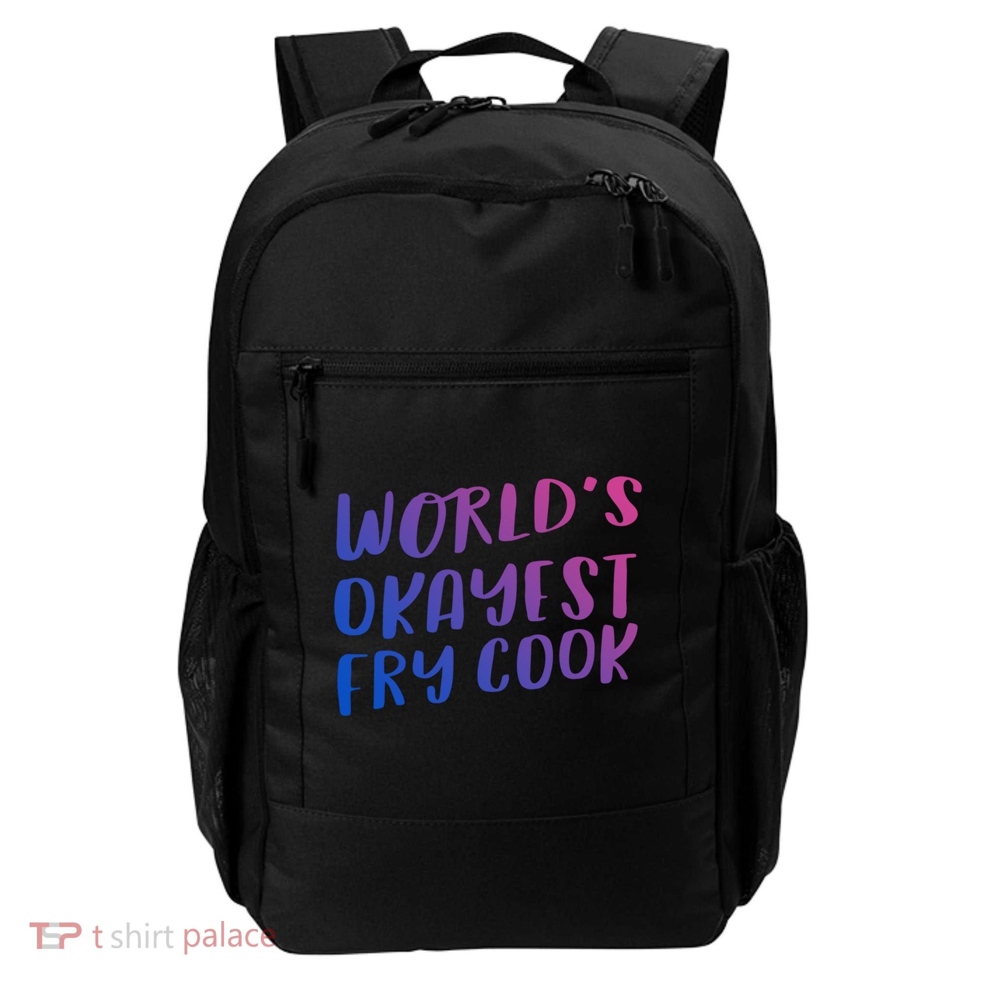Worlds Okayest Fry Cook Funny Chef Restaurant Gift Backpack