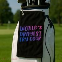 Worlds Okayest Fry Cook Funny Chef Restaurant Gift Golf Towel thumb 2