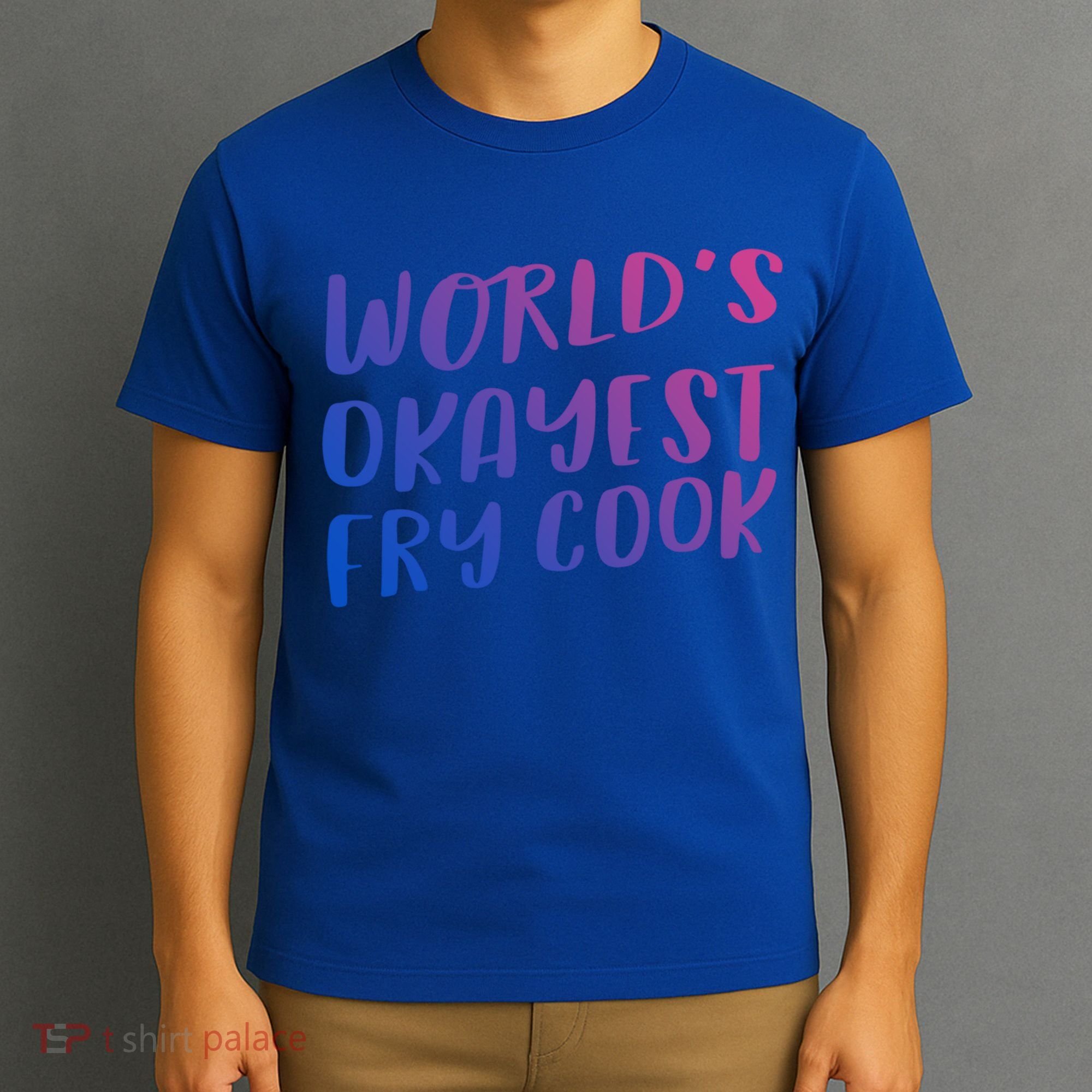 Worlds Okayest Fry Cook Funny Chef Restaurant Gift T-Shirt