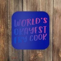 Worlds Okayest Fry Cook Funny Chef Restaurant Gift Coaster thumb 0