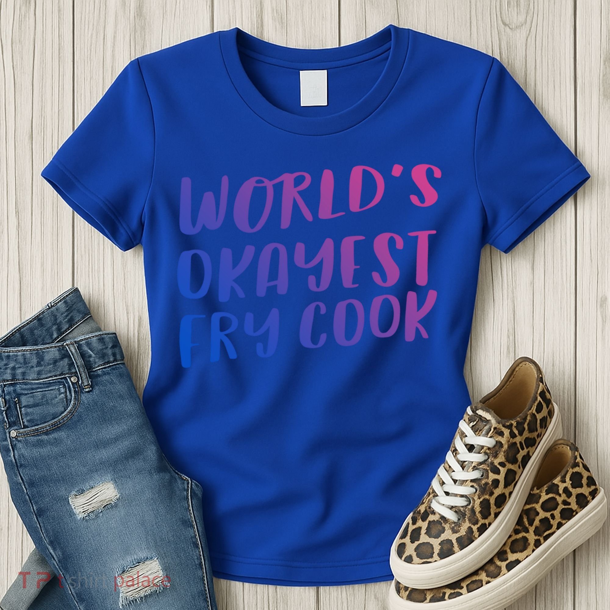 Worlds Okayest Fry Cook Funny Chef Restaurant Gift Women's T-Shirt