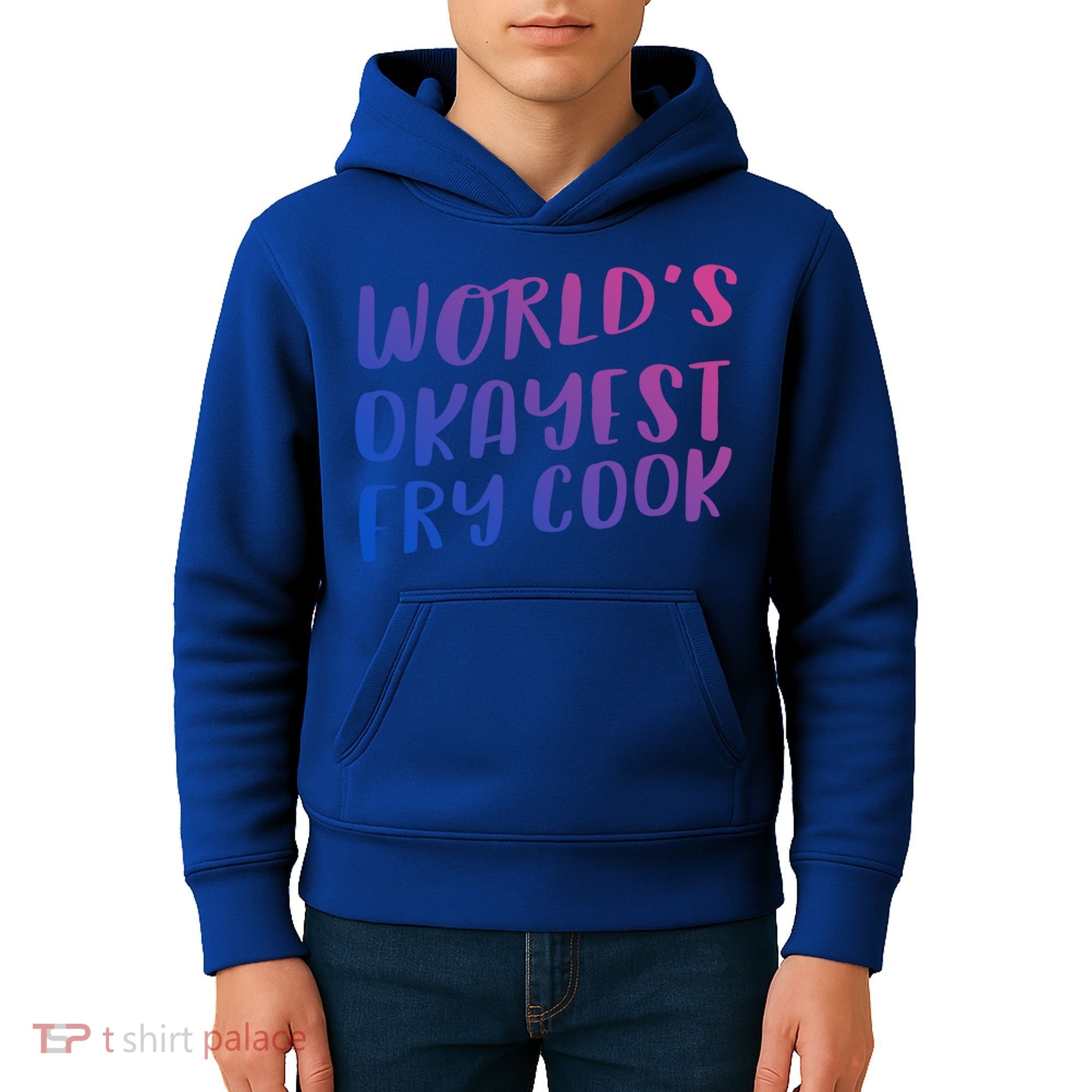 Worlds Okayest Fry Cook Funny Chef Restaurant Gift Kids Hoodie