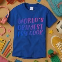 Worlds Okayest Fry Cook Funny Chef Restaurant Gift Kids T-Shirt thumb 3