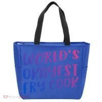 Worlds Okayest Fry Cook Funny Chef Restaurant Gift Tote Bag thumb 0