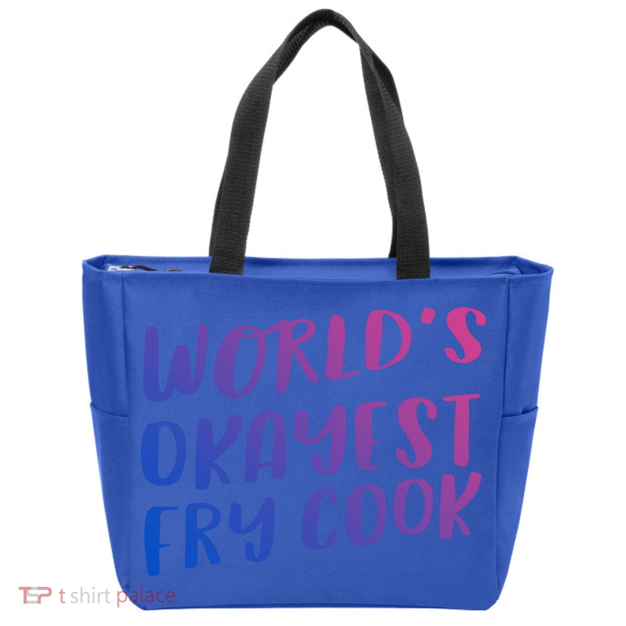 Worlds Okayest Fry Cook Funny Chef Restaurant Gift Tote Bag