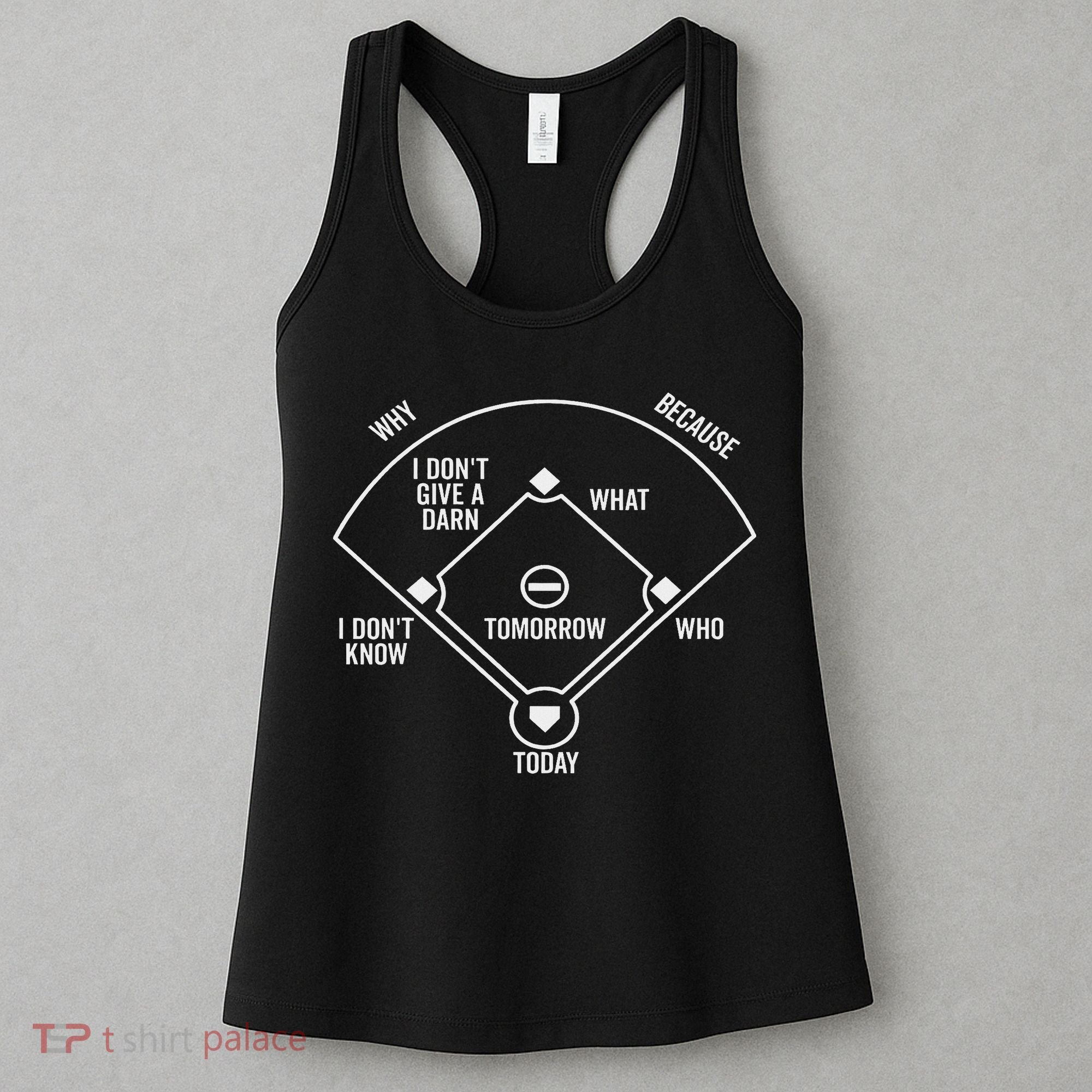 Who's On First Funny Baseball Positions Names Dark Women's Tank Top