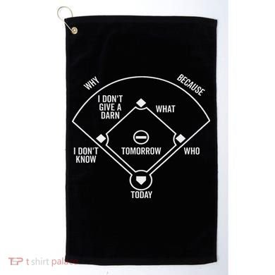Who's On First Funny Baseball Positions Names Dark Golf Towel