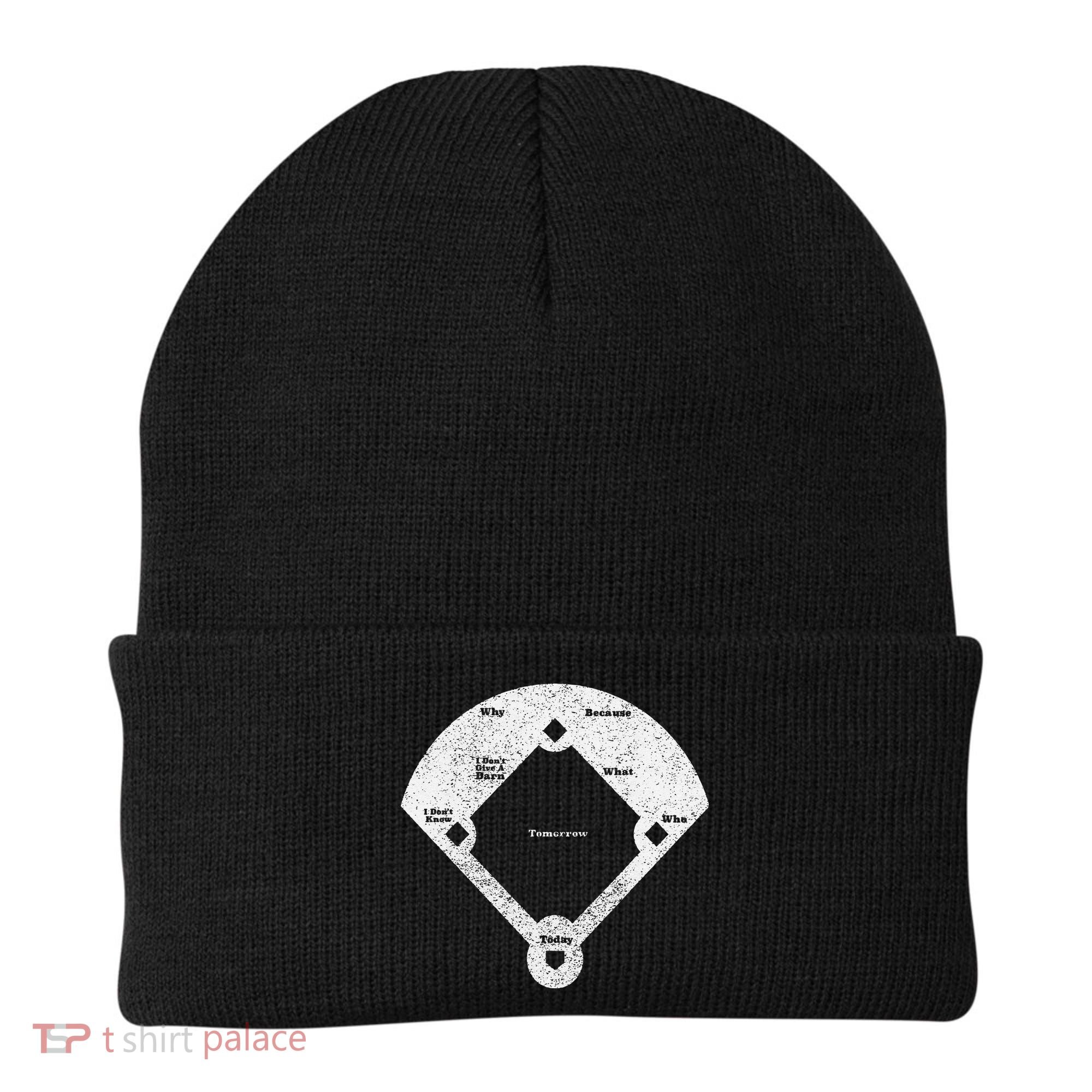 Who's On First Baseball Funny Baseball Mom Beanie