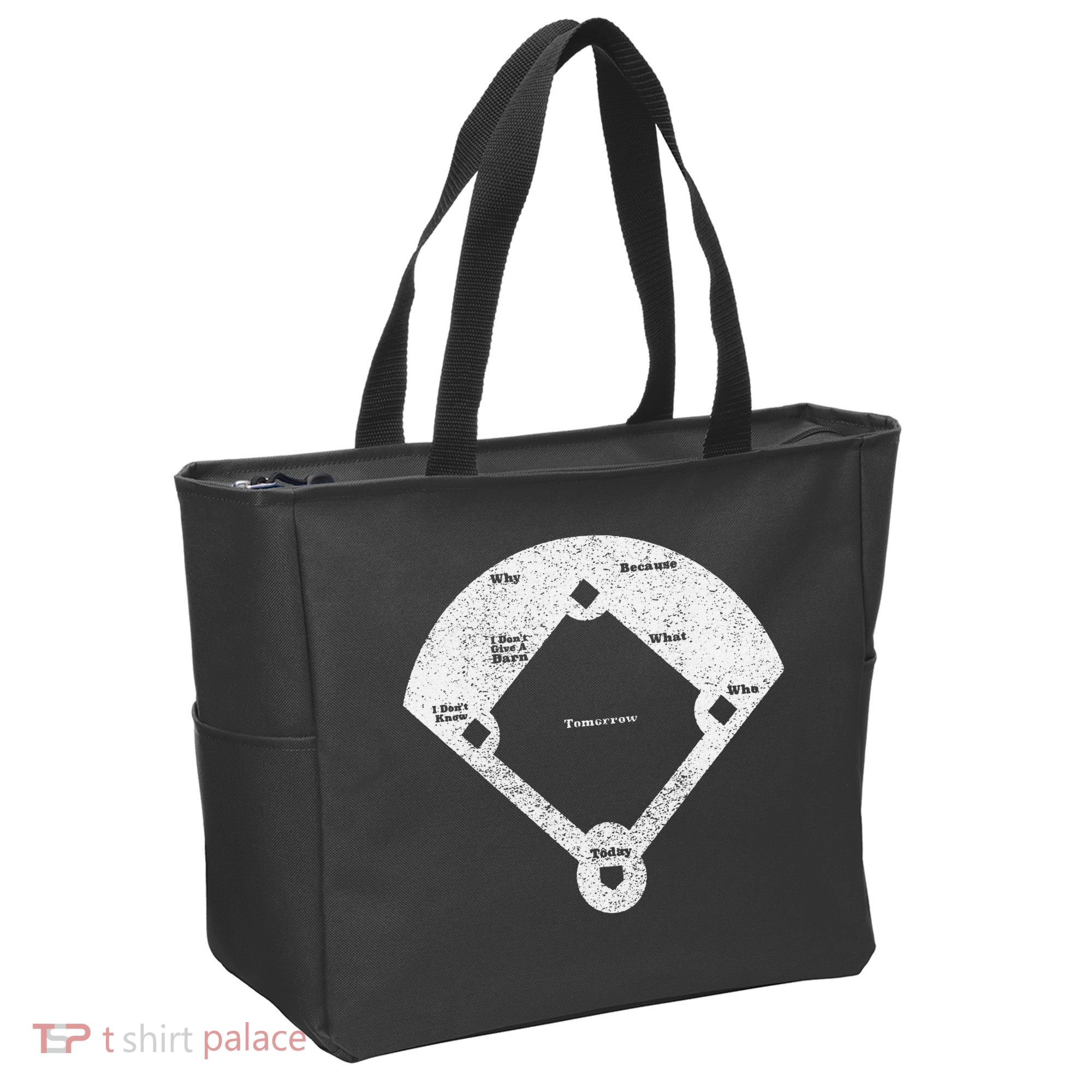 Who's On First Baseball Funny Baseball Mom Tote Bag