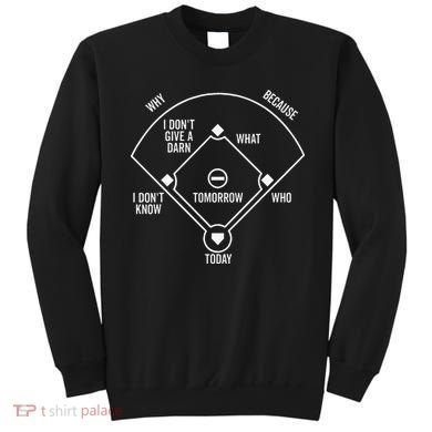 Who's on First Baseball Positions Names Dark Sweatshirt