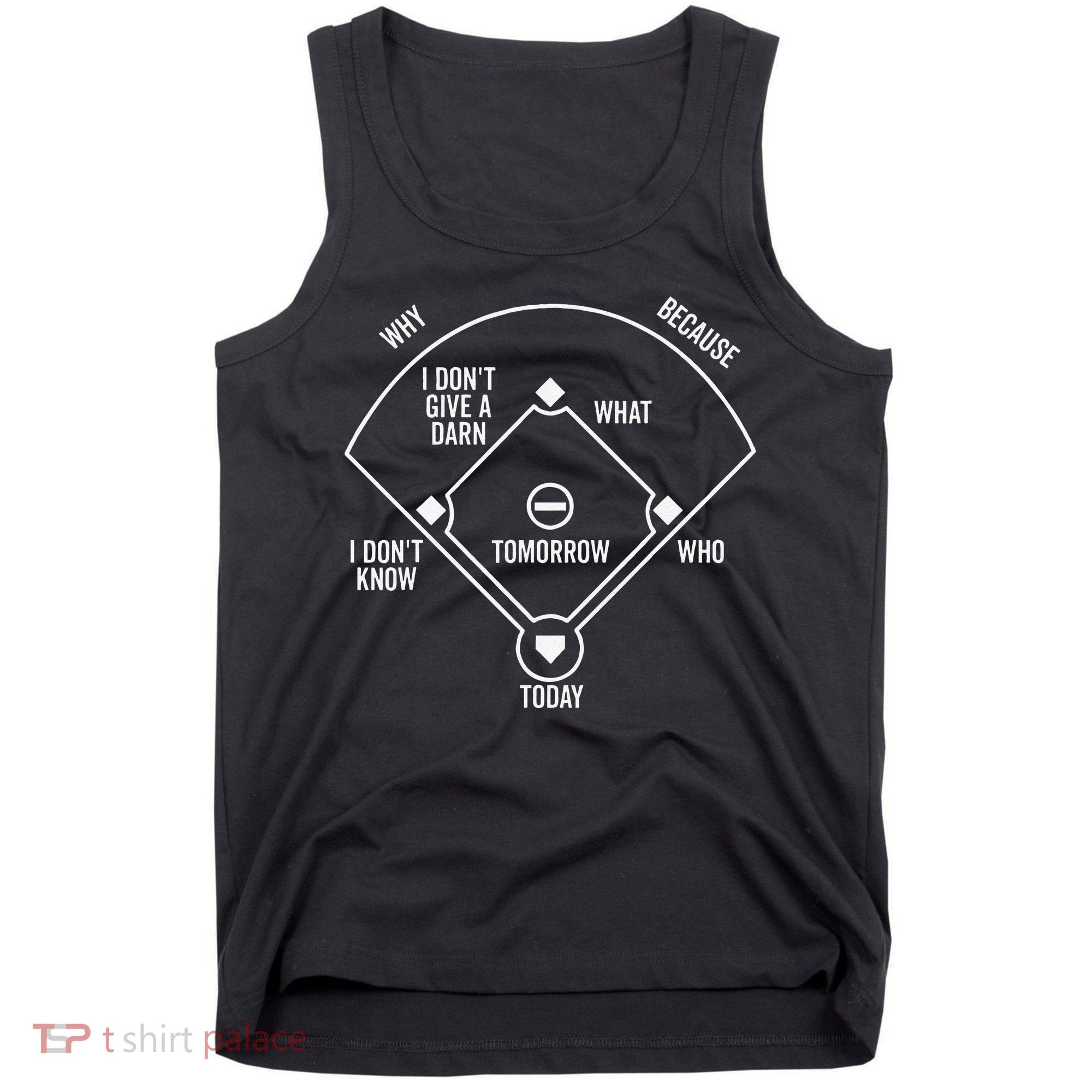Who's on First Baseball Positions Names Dark Tank Top