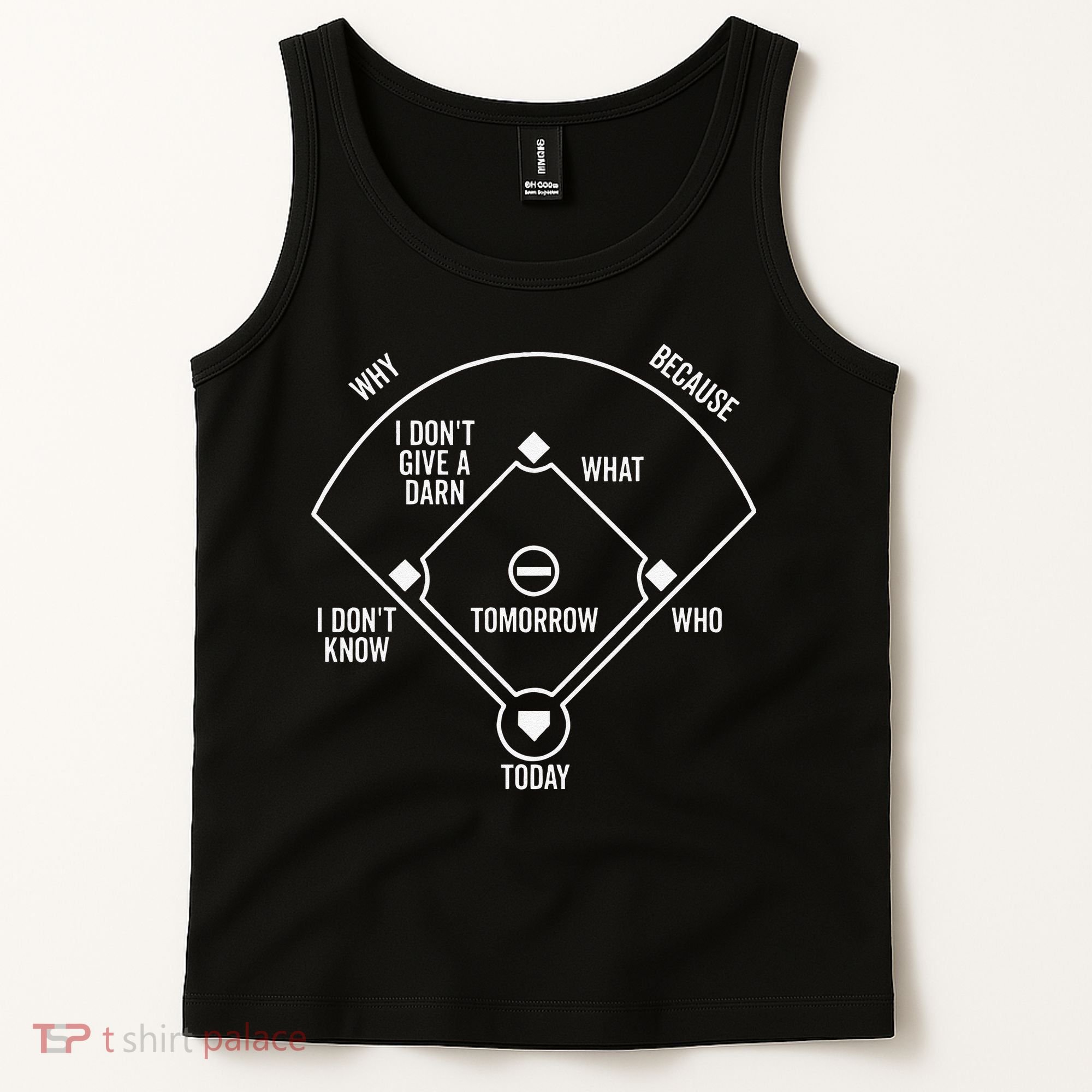 Who's on First Baseball Positions Names Dark Tank Top
