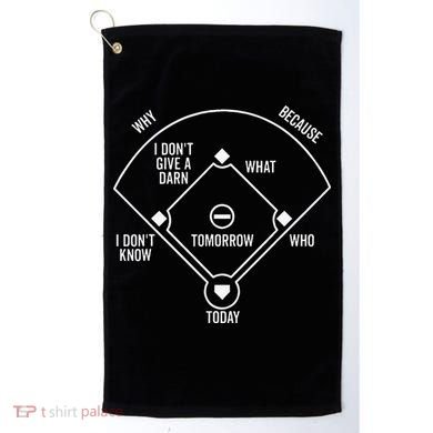 Who's on First Baseball Positions Names Dark Golf Towel
