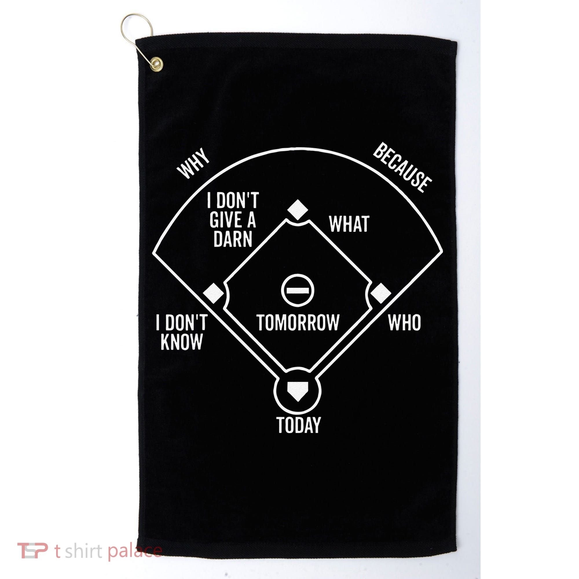 Who's on First Baseball Positions Names Dark Golf Towel