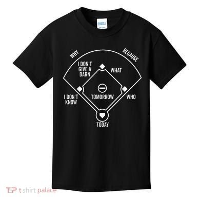 Who's on First Baseball Positions Names Dark Kids T-Shirt