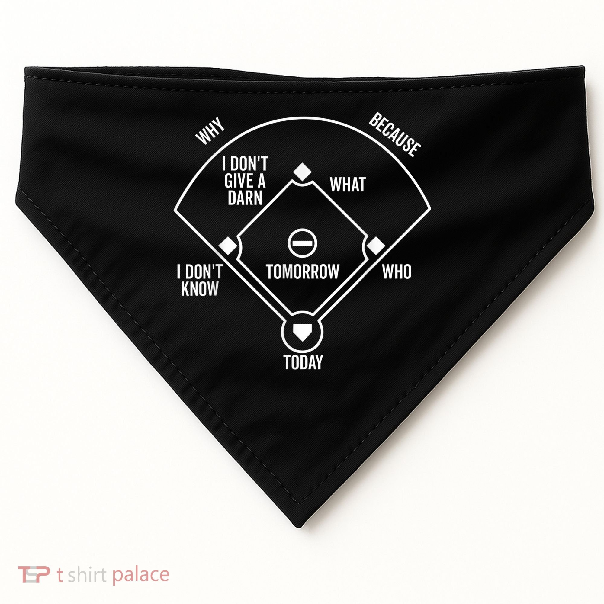 Who's on First Funny Baseball Positions Names Dark USA-Made Doggie Bandana