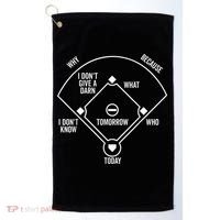 Who's on First Funny Baseball Positions Names Dark Golf Towel thumb 0