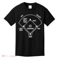 Who's on First Funny Baseball Positions Names Dark Kids T-Shirt thumb 0
