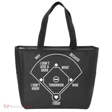 Who's on First Funny Baseball Positions Names Dark Tote Bag