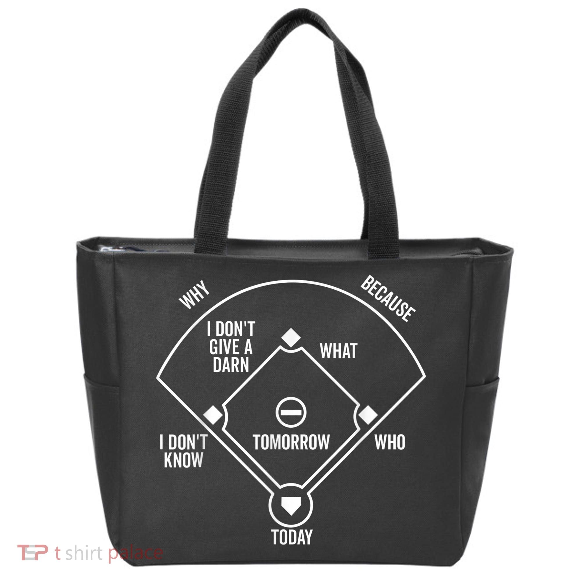 Who's on First Funny Baseball Positions Names Dark Tote Bag
