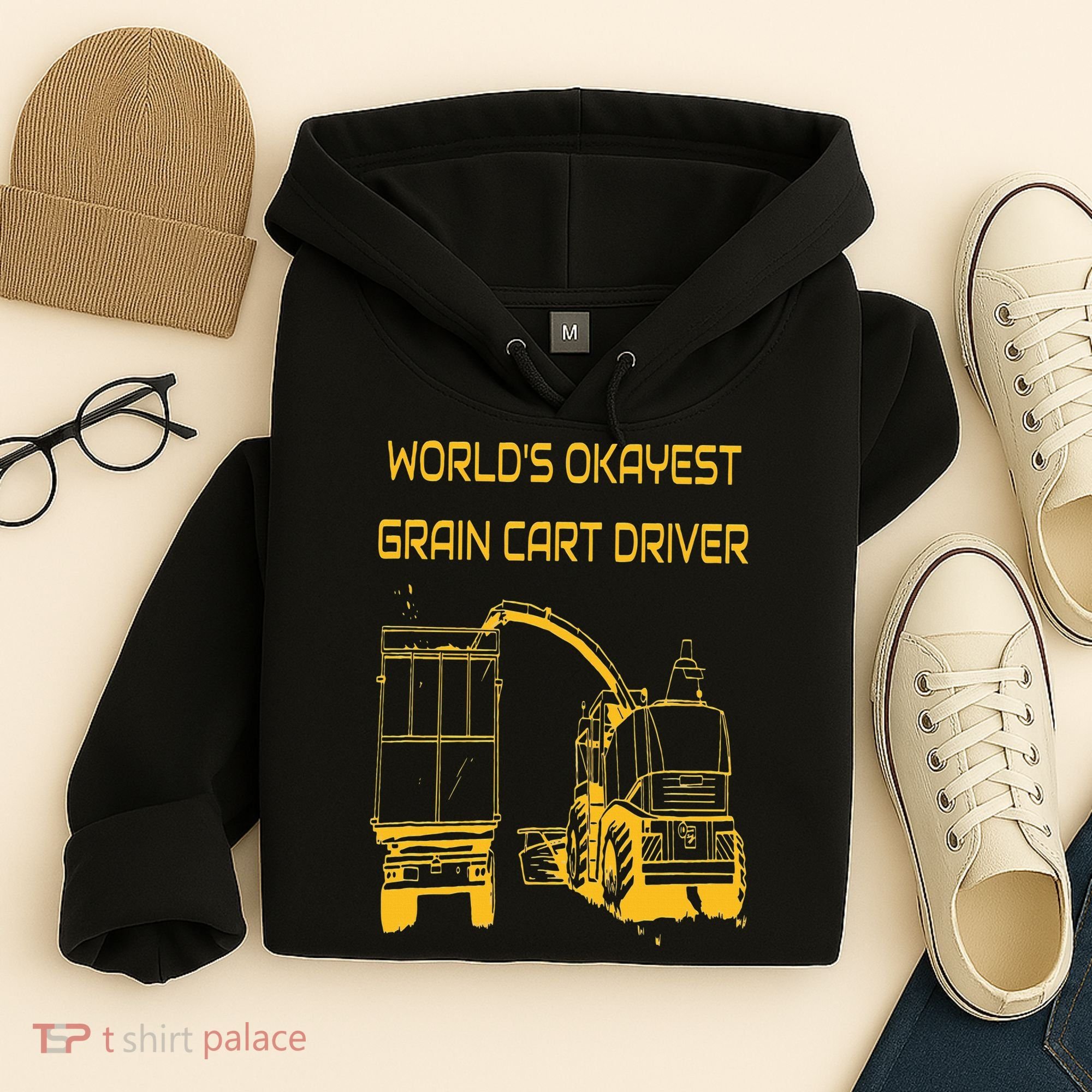 World's Okayest Grain Cart Driver  Fun Farming Hoodie