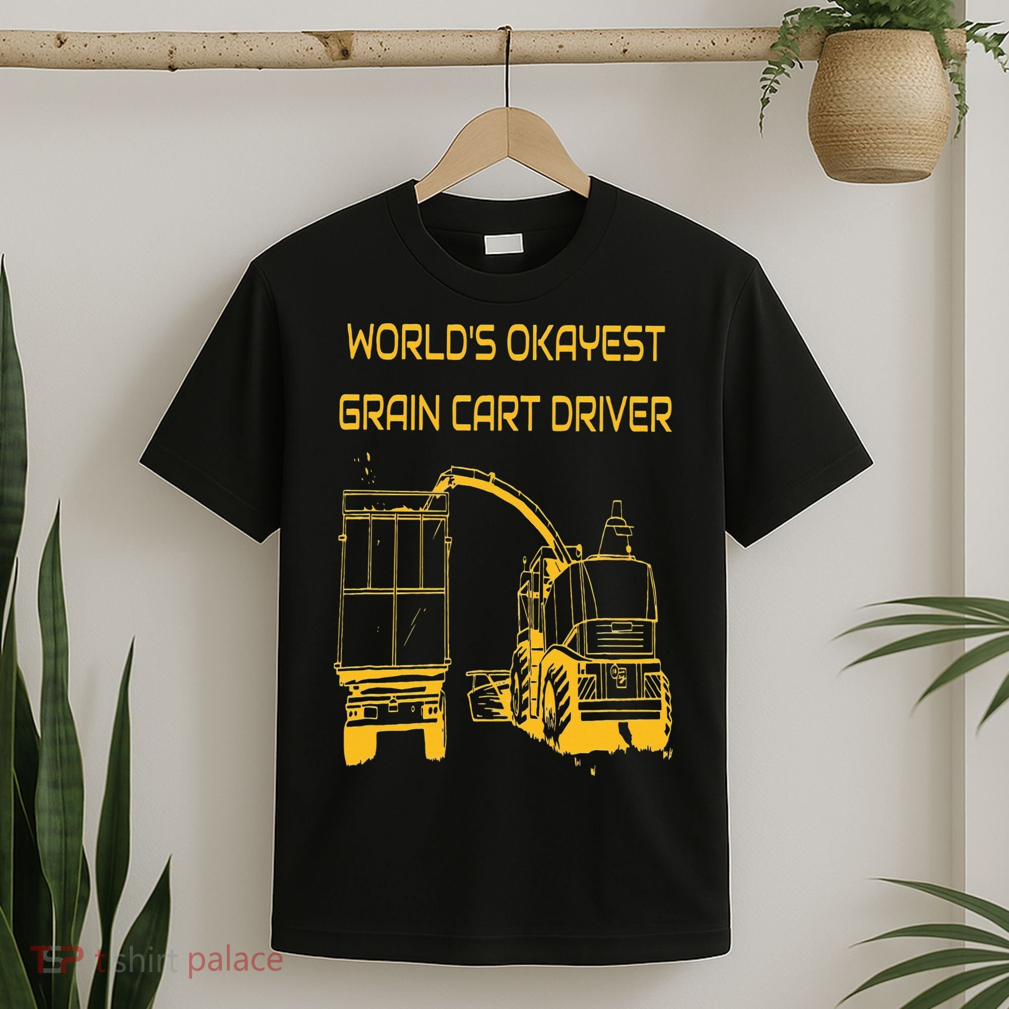 World's Okayest Grain Cart Driver  Fun Farming T-Shirt