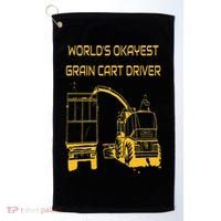 World's Okayest Grain Cart Driver  Fun Farming Golf Towel thumb 0