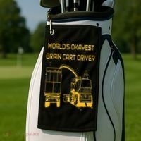 World's Okayest Grain Cart Driver  Fun Farming Golf Towel thumb 2