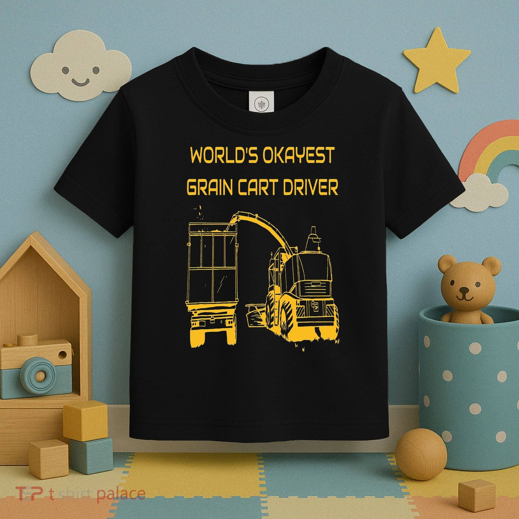 World's Okayest Grain Cart Driver  Fun Farming Toddler T-Shirt