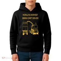 World's Okayest Grain Cart Driver  Fun Farming Kids Hoodie thumb 4