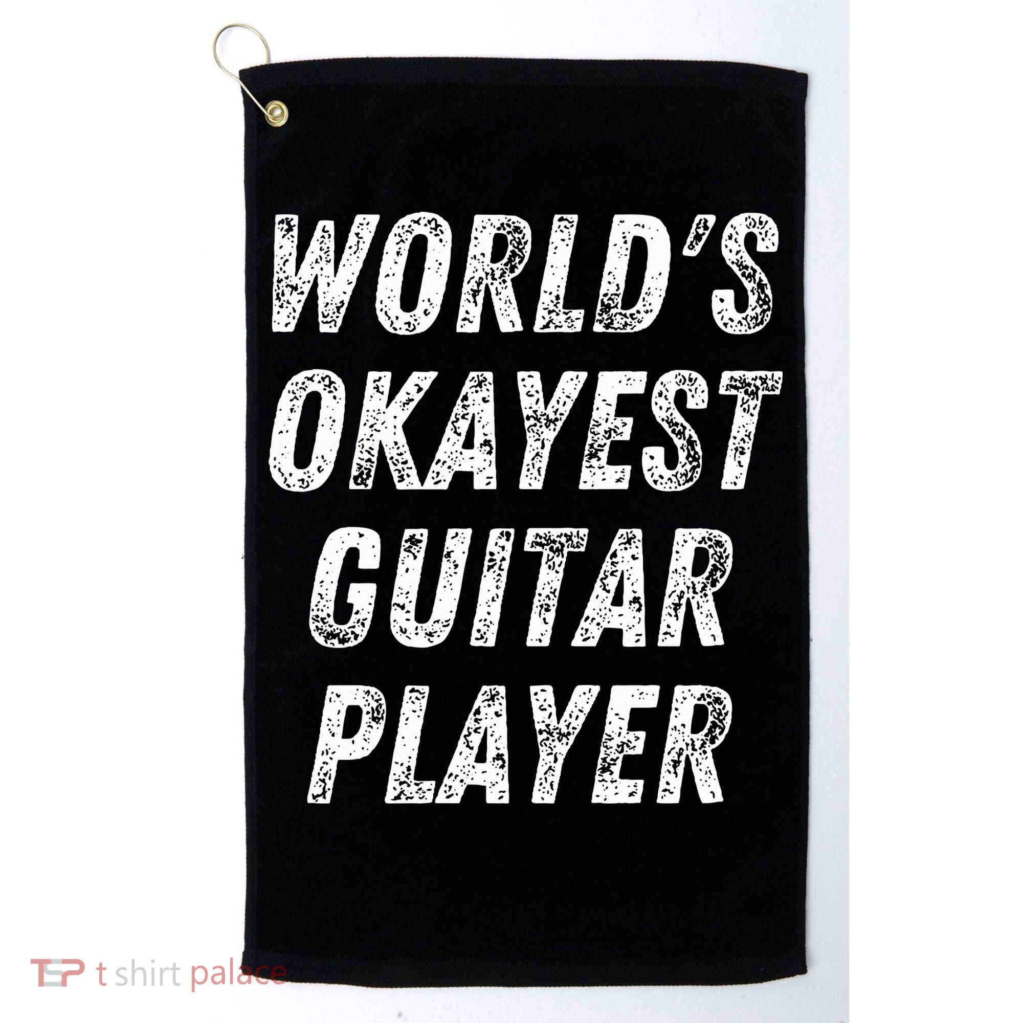 WorldS Okayest Guitar Player Funny Guitarist Guitar Lover Golf Towel
