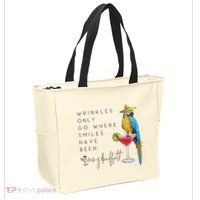 Wrinkles Only Go Where Smiles Have Been Cute Parrot Mexican Tote Bag thumb 2
