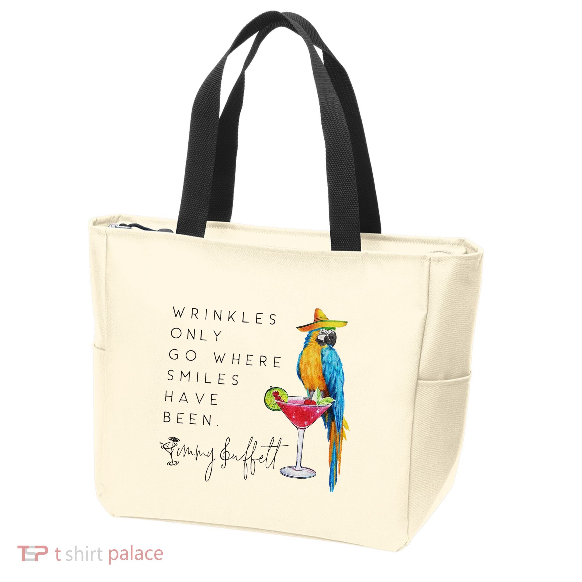 Wrinkles Only Go Where Smiles Have Been Cute Parrot Mexican Tote Bag
