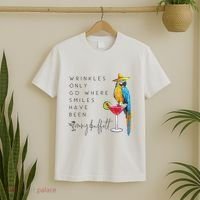 Wrinkles Only Go Where Smiles Have Been Cute Parrot Mexican T-Shirt thumb 2