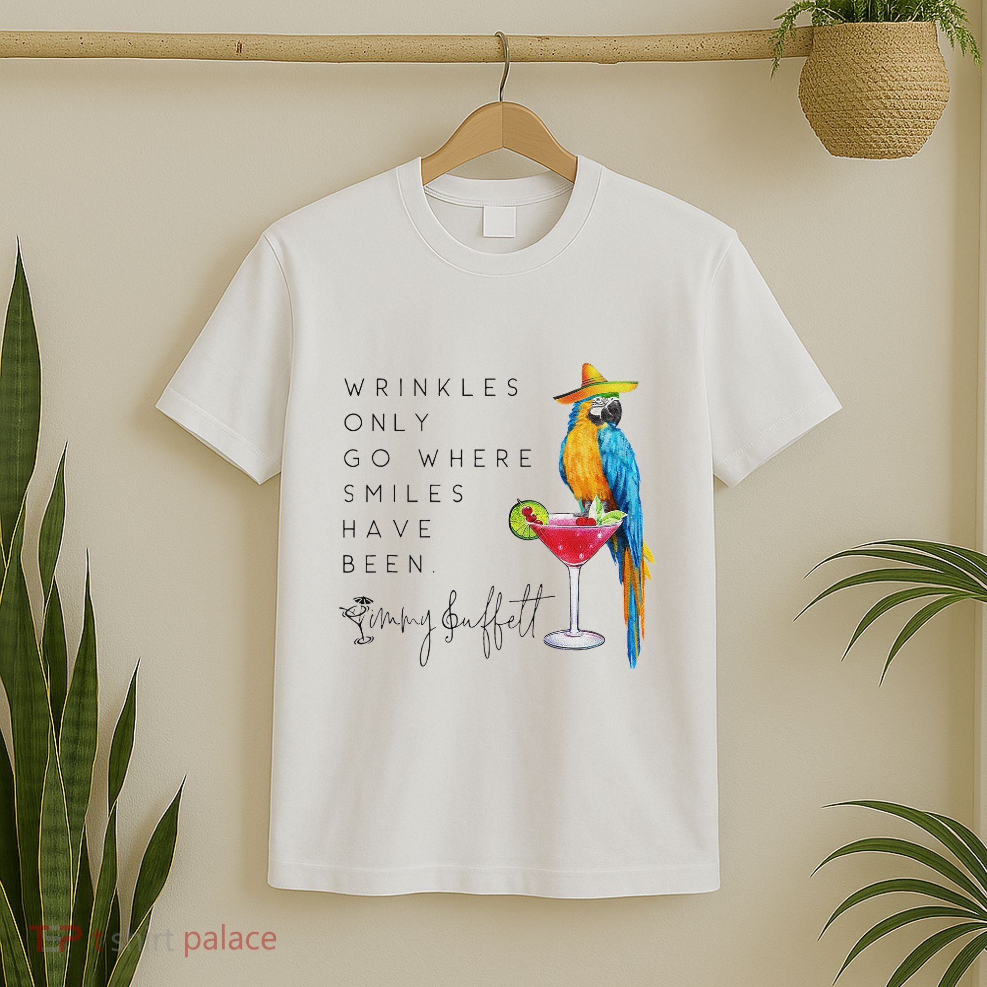 Wrinkles Only Go Where Smiles Have Been Cute Parrot Mexican T-Shirt