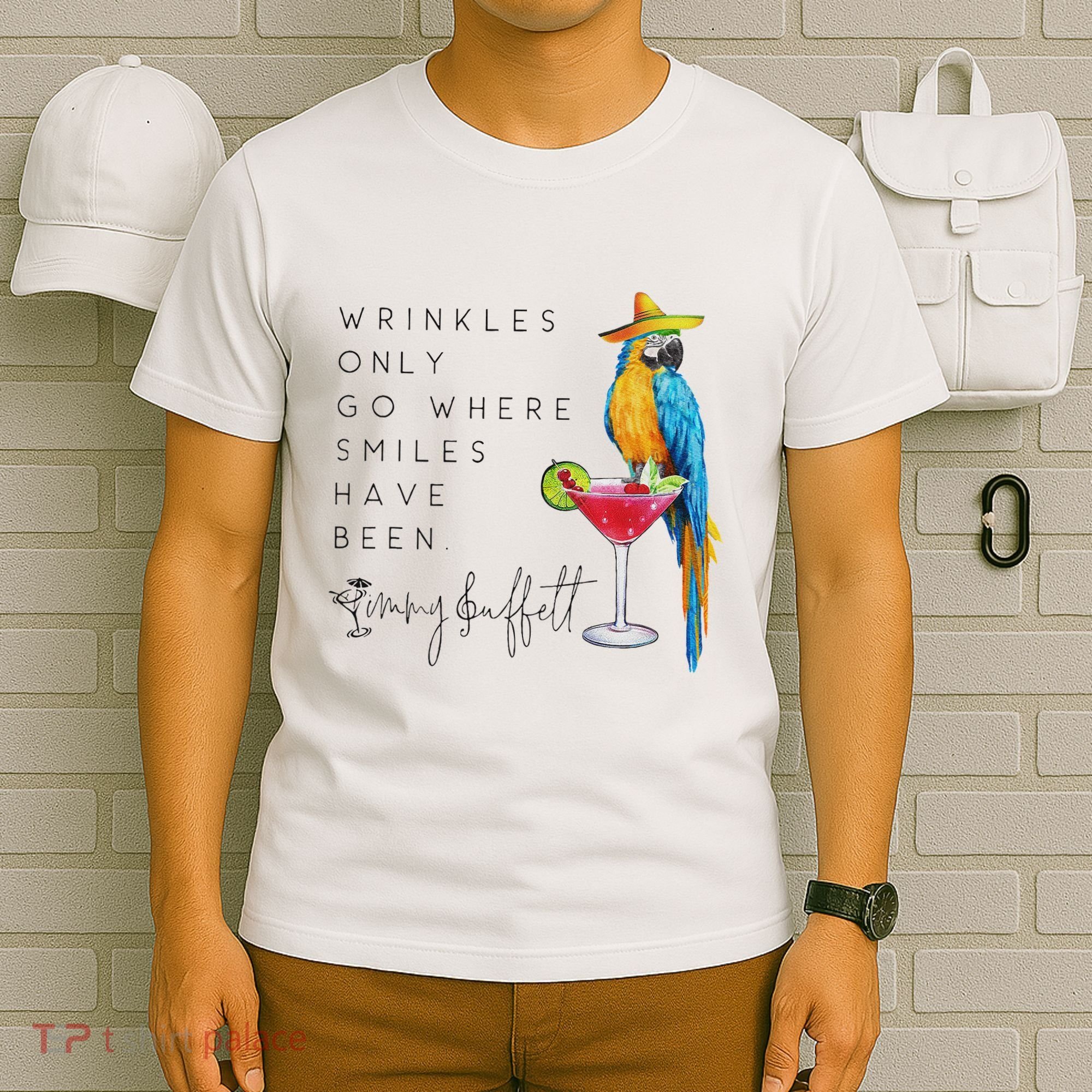 Wrinkles Only Go Where Smiles Have Been Cute Parrot Mexican T-Shirt