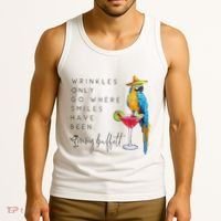 Wrinkles Only Go Where Smiles Have Been Cute Parrot Mexican Tank Top thumb 3